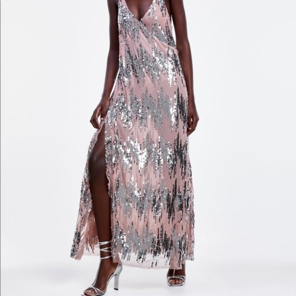 ZARA STRAPPY DRESS WITH SEQUINS 2878/473 - Picture 3 of 7
